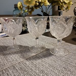 3 Vtg Glass Water Goblet (Trio) ~ 5.5"×3.75"